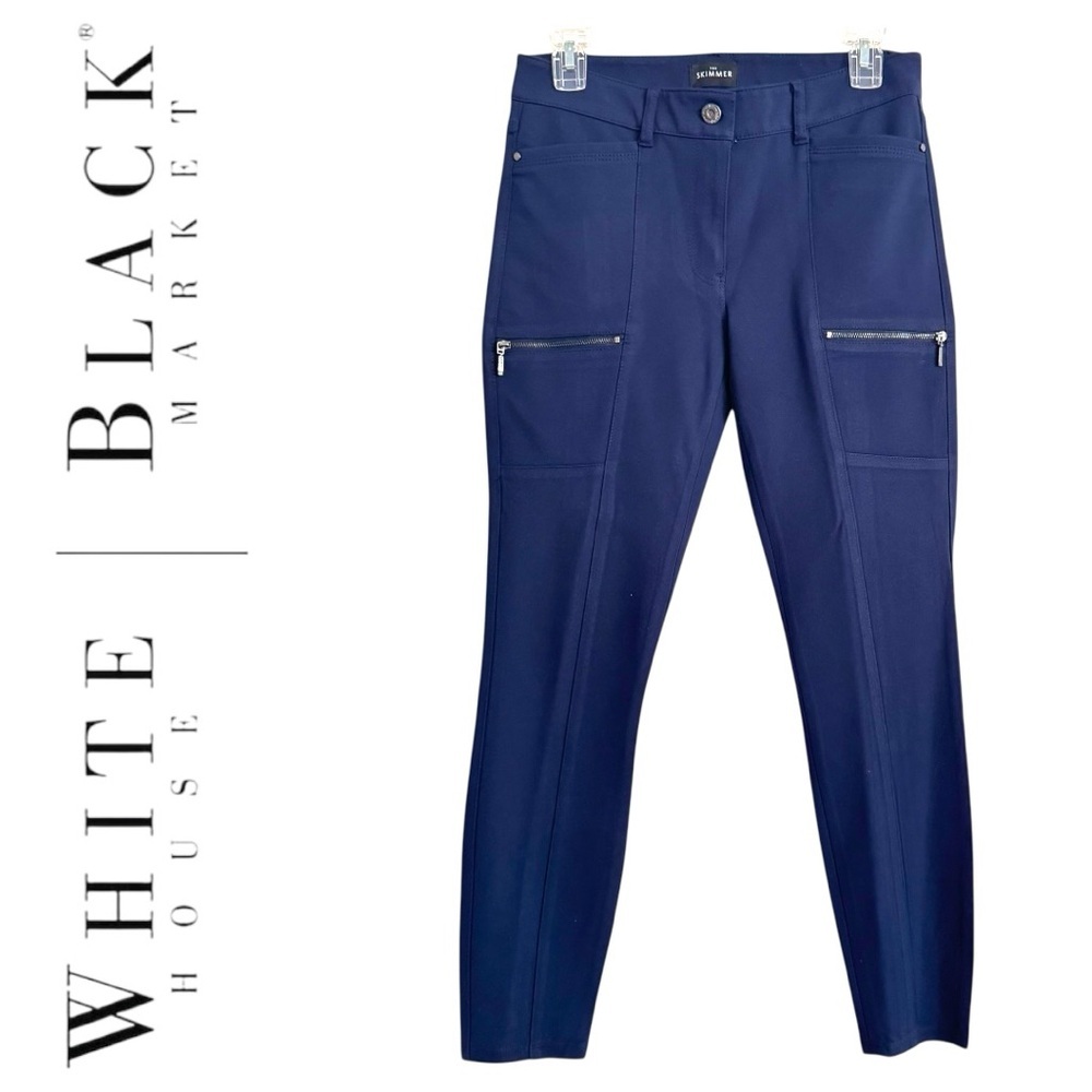 WHBM The Skimmer Size 4 Dark Navy Ponte Skinny Pants Rayon-Nylon-Spandex